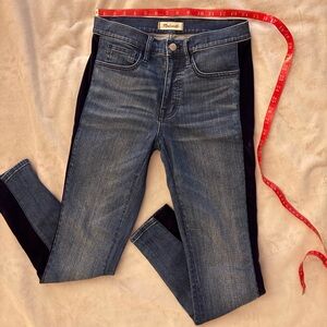 Madewell 9” Skinny Jeans Velvet Tuxedo Stripe Edition Beattie Wash Size 27